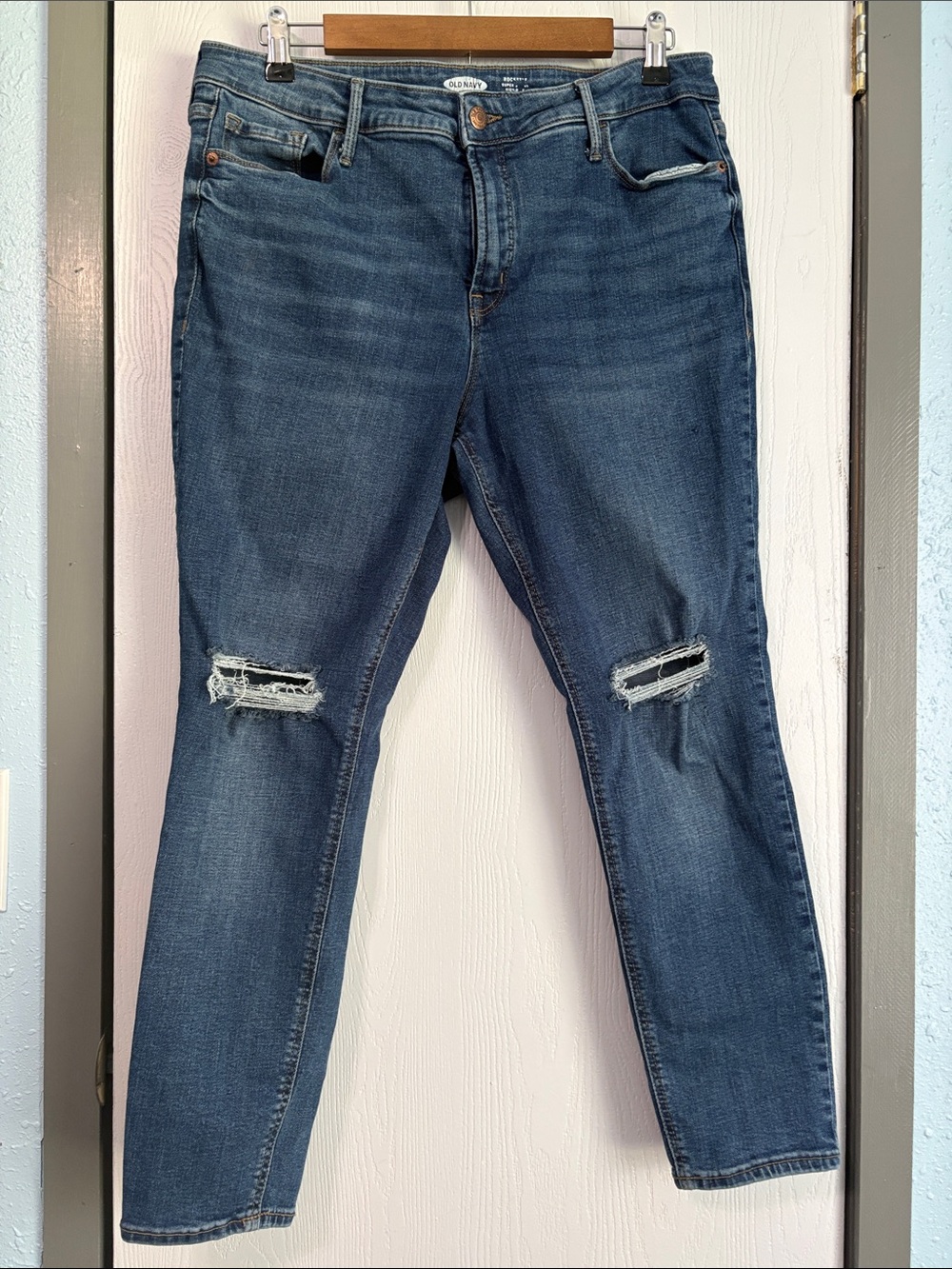 Old Navy Dark Blue Ripped Knee Skinny Jeans